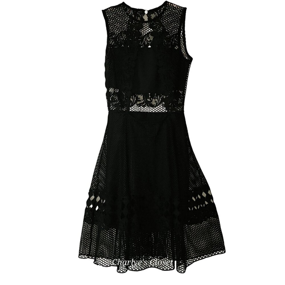 ASOS John Zack‎ Black Coquette Mesh Paneled Back-Cutout Dress Sz.US 2-4P/UK 8